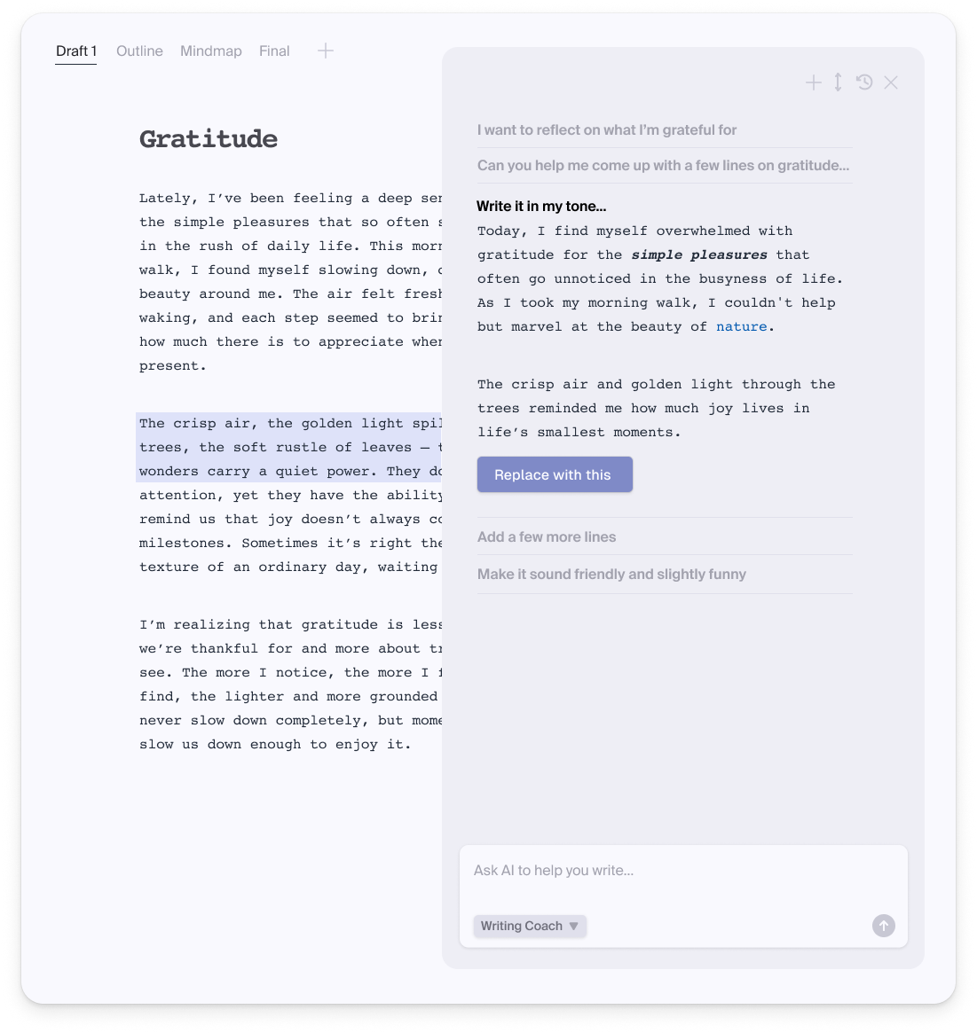 Polish your writing with AI